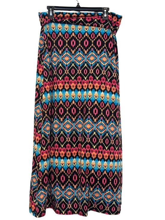 Brat Star Dresses & Skirts - Brat Star Womens Maxi Skirt Geometric Pattern Elastic Waist Multicolor Size L